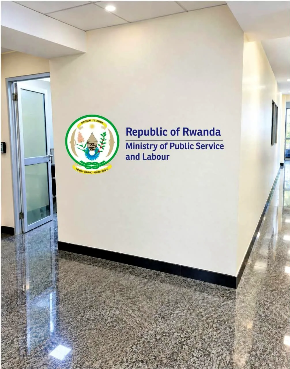 Professional office wall signage installed in Kigali